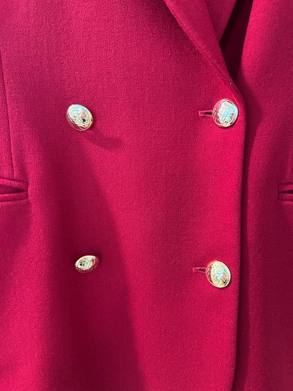 Vintage Jones New York Red  100% Wool  Shawl Collar Blazer - Picture 3 of 8